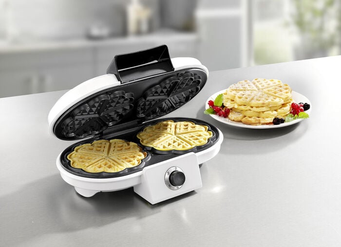 Doppel-Waffeleisen für 2 herzförmige Waffeln 