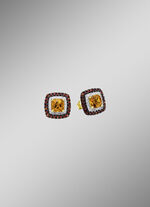 Bezaubernde Ohrstecker mit Brillanten, Citrin und Granat 