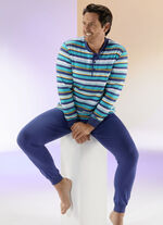 Schlafanzug mit Knopfleiste und Ringeldessin 