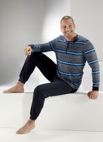 Schlafanzug mit Knopfleiste, Brusttasche sowie &Auml;rmel- und Beinb&uuml;ndchen 