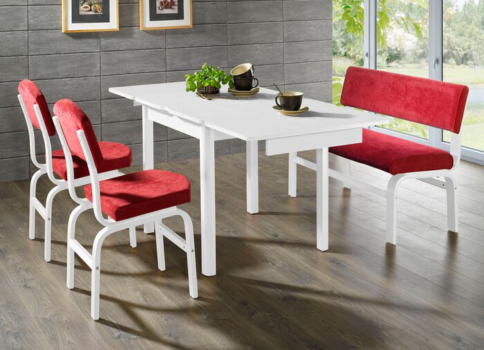 Schicke, moderne Esszimmerm&ouml;bel WEISS-ROT