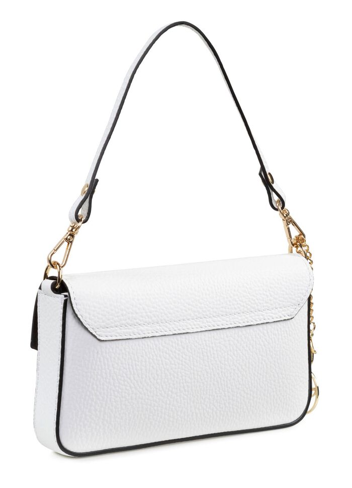 Laurina Mini-Tasche aus genarbtem Kalb-Nappaleder WEISS