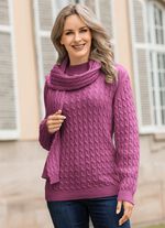Pullover mit Schal in weicher Qualität BEERE