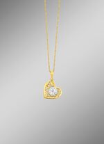 Filigraner, diamantierter Herz-Anh&auml;nger in Bicolor 