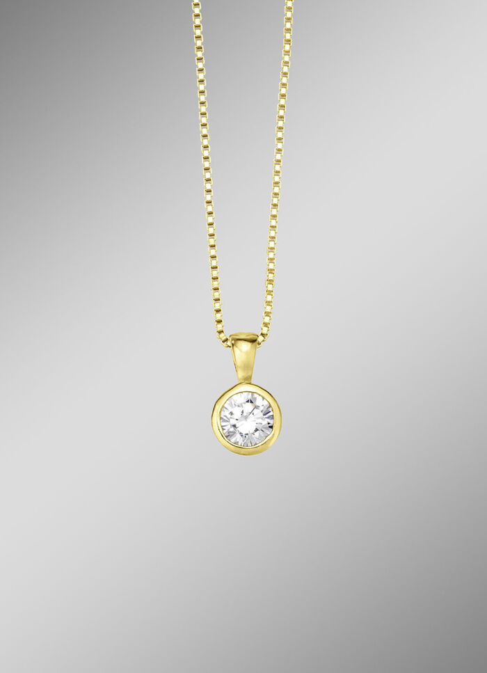 Zarte Eleganz: Anhänger mit synth. Zirkonia und Veneziakette 