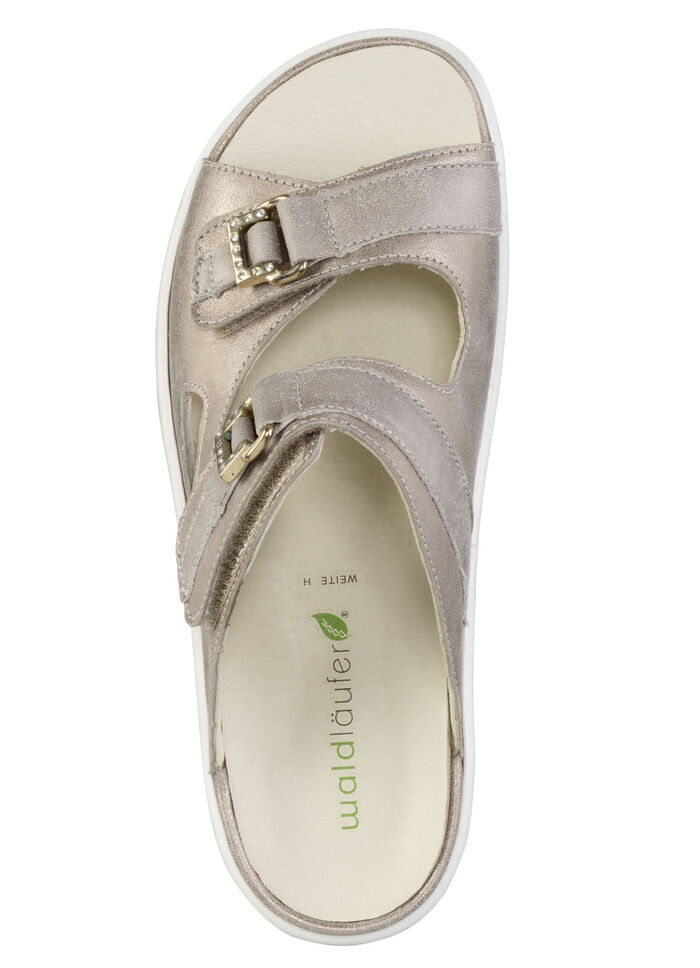 Waldläufer Pantolette mit Metallschmuck mit Glitzersteinchen ANTIKGOLD