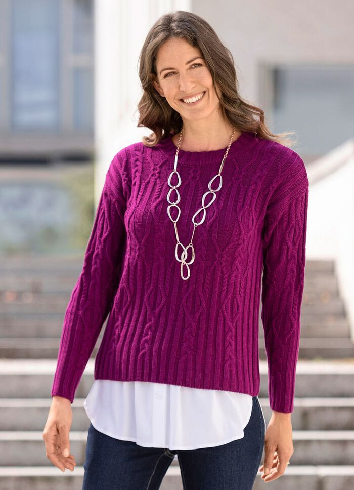 Pullover in Strukturmix BEERE