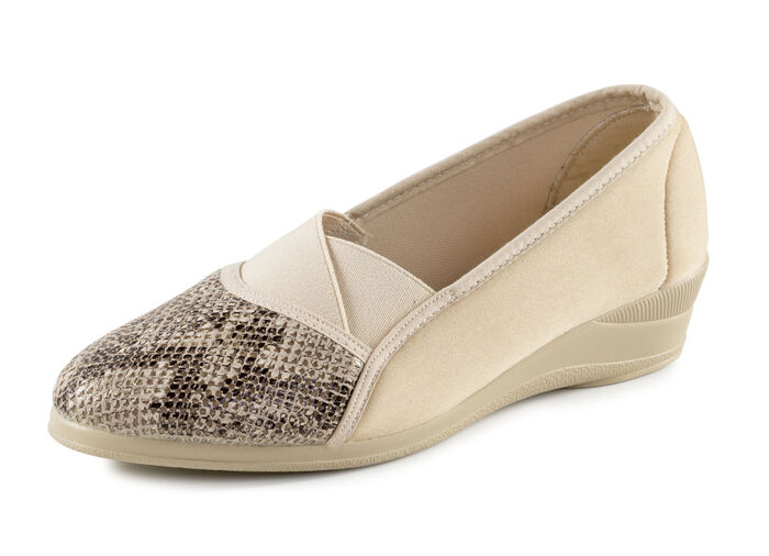 Slipper aus elastischem Textilmaterial BEIGE-BRAUN