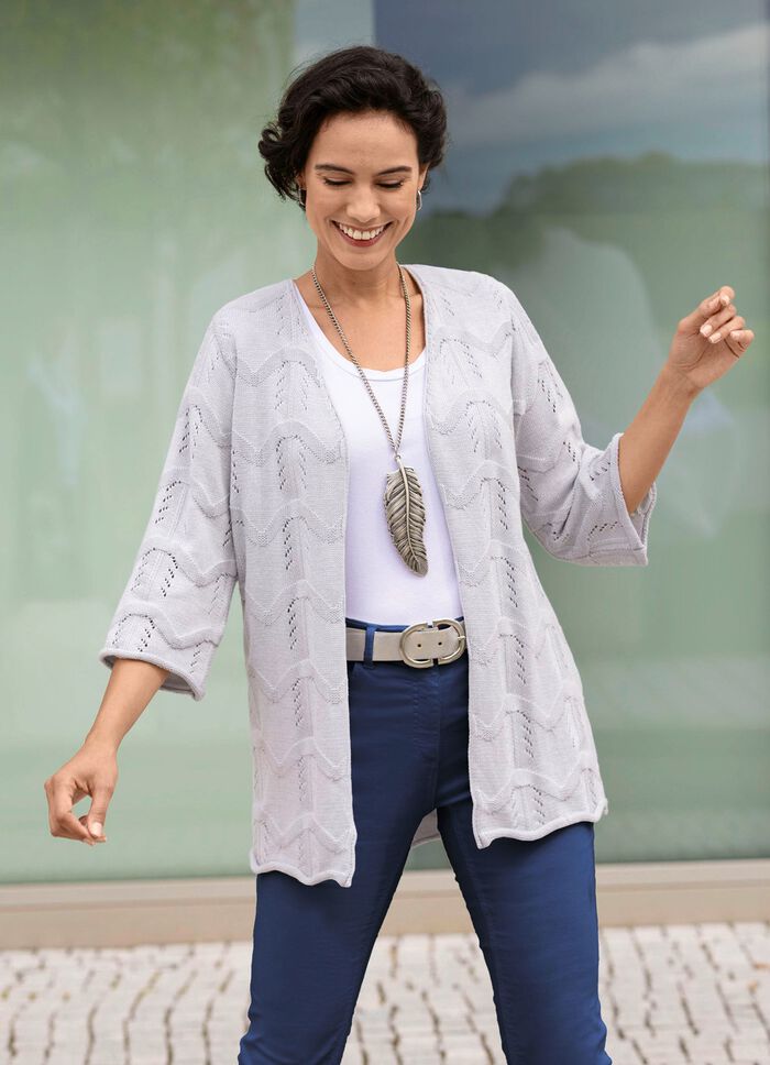 Strickjacke mit Mustermix im Wellendessin 