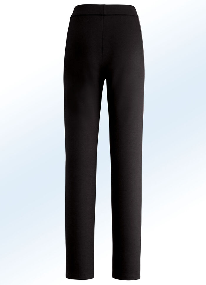 Hose im angesagten Materialmix SCHWARZ-COGNAC