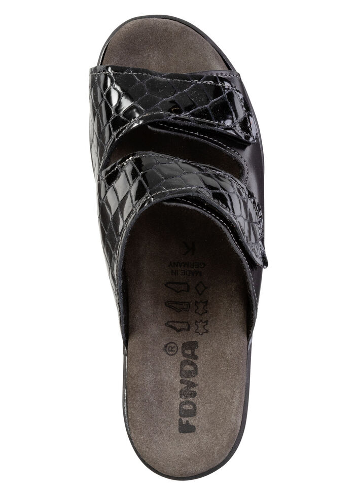 Pantolette aus Nappaleder und krokogeprägtem Lackleder SCHWARZ