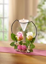 Teelichthalter mit Rosenbl&uuml;ten 
