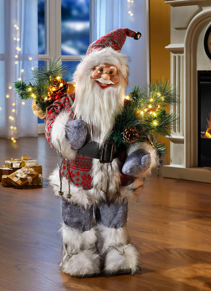 Weihnachtsmann mit LED-Lichterkette 