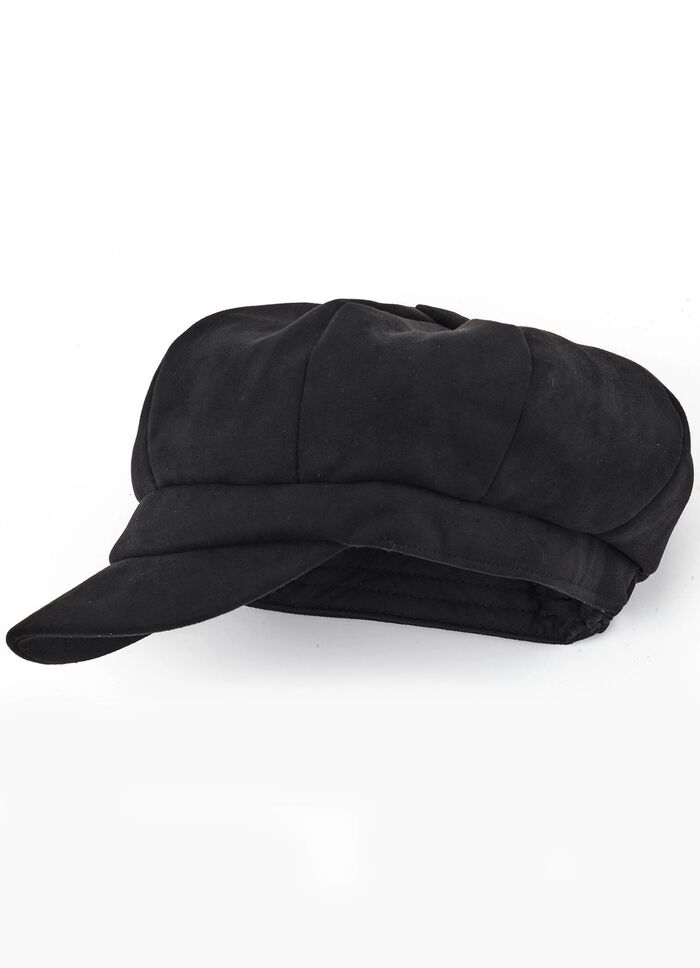 Elegante Damen-Ballonm&uuml;tze, mit r&uuml;ckw&auml;rtigem Elastikeinsatz SCHWARZ