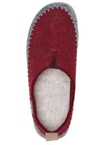 Laurina Wollfilz-Hausschuh mit Veloursbesatz BORDEAUX-GRAU