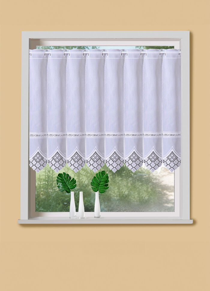 Kurzstore mit edler Macram&eacute;-Spitze und Stangendurchzug 