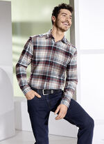 "King's Road"-Flanellhemd DUNKELROT-MARINE-ECRU KARIERT