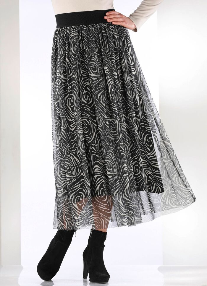 Rock im trendigen Animal-Print SCHWARZ-ECRU