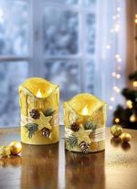 LED-Echtwachskerzen, 2er-Set GOLD