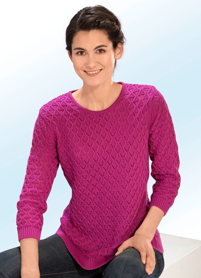 Pullover mit Struktur-Ajourmix 