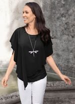 Unifarbene Poncho-Tunika SCHWARZ