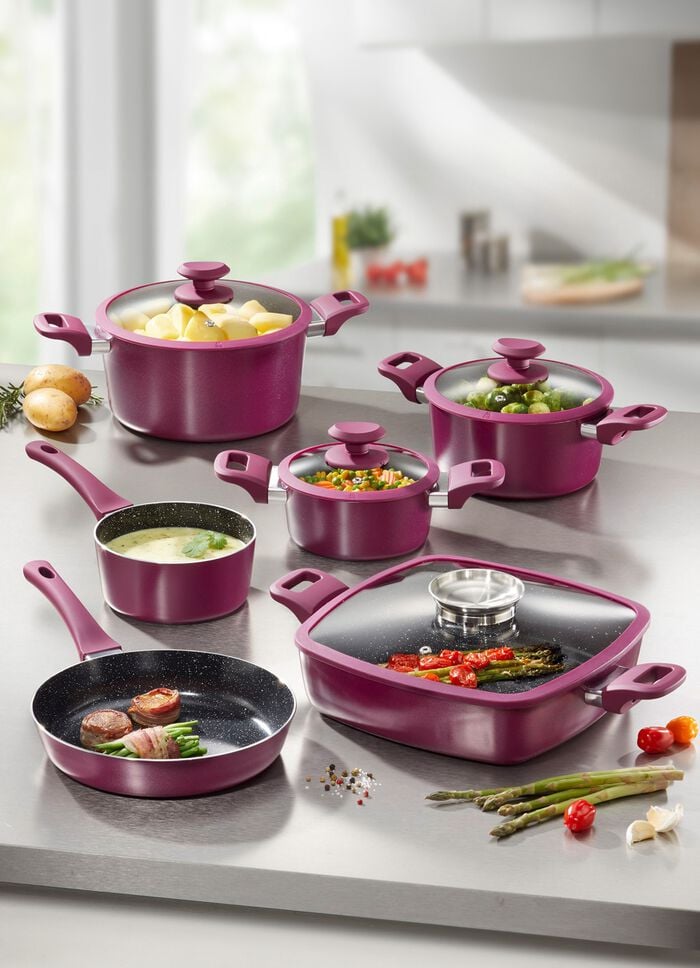 XXL-Topfset mit Antihaft-Keramikbeschichtung und Silikon-Glasdeckeln 