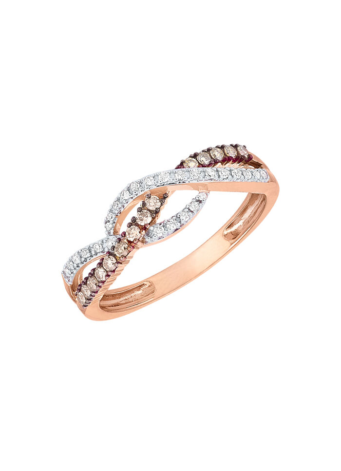 Verspielter Damenring in Ros&eacute;gold mit Brillanten 