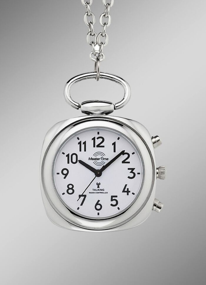 Funk-Anh&auml;ngeruhr mit sprechender Zeitansage auf Knopfdruck 