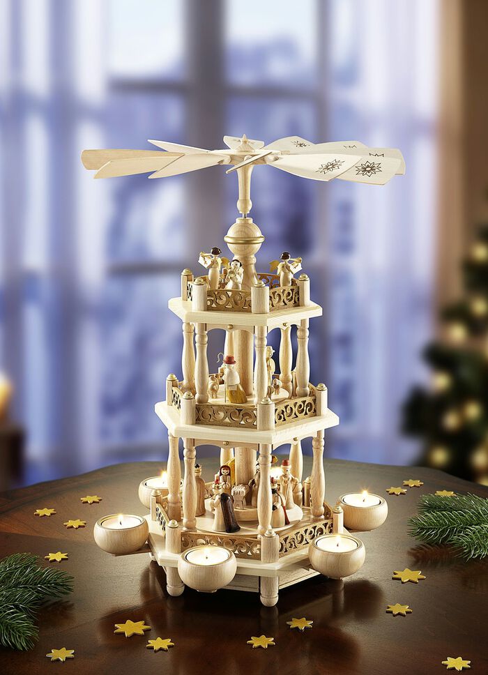 "GL&Auml;SSER" Tischpyramide aus dem Erzgebirge 