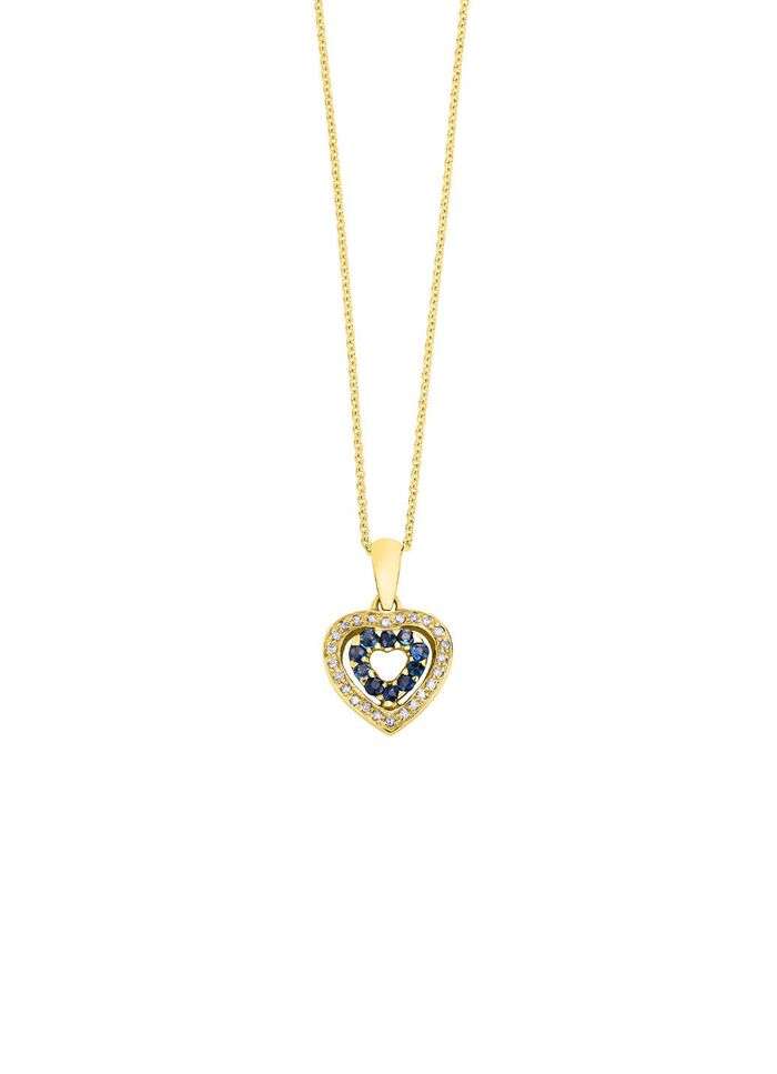 Anh&auml;nger mit synth. Zirkonia und blauen Schmucksteinen 