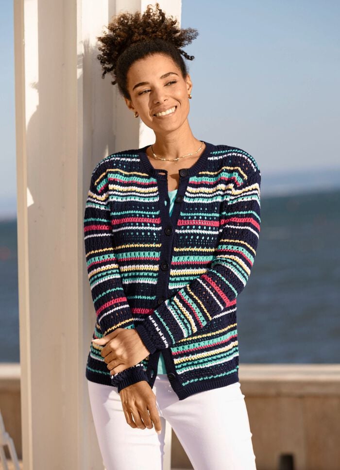 Strickjacke in Ringeldessin 