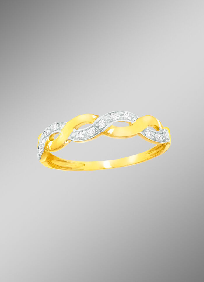 Geschwungener Damenring mit echten Brillanten 