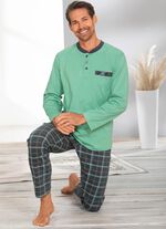 Schlafanzug mit Knopfleiste und offenen Beinabschl&uuml;ssen 