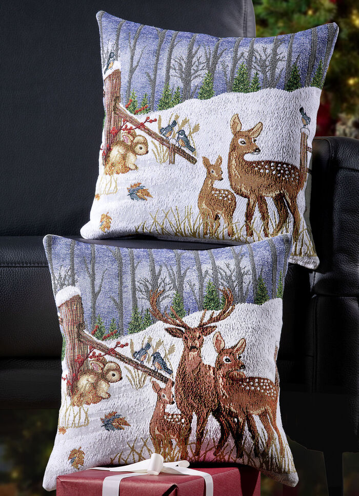 Gobelin Kissenbezüge "Rehe im Schnee", 2er-Set 