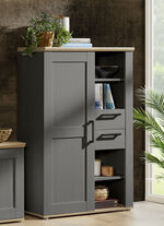 Hochwertige Hochkommode GRAU-EICHE