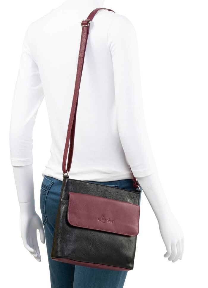 Laurina, Tasche, Damen, mit verstellbarem Umh&auml;ngeriemen SCHWARZ-BORDEAUX
