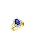 Massiver Damenring mit Diamanten und echt blauem Safir 