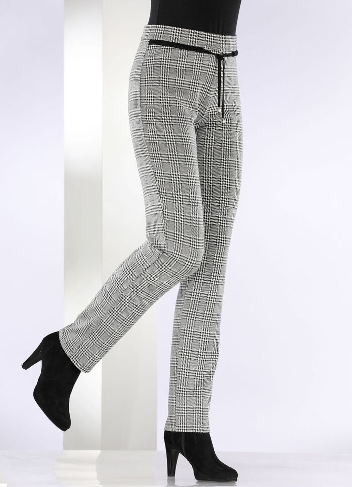 Hose mit aktueller Glencheck-Dessinierung SCHWARZ-ECRU