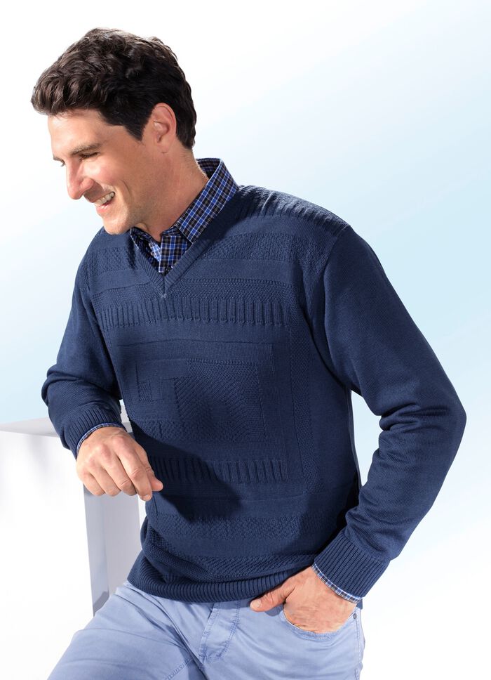 Flotter V-Pullover in 2 Farben MARINE