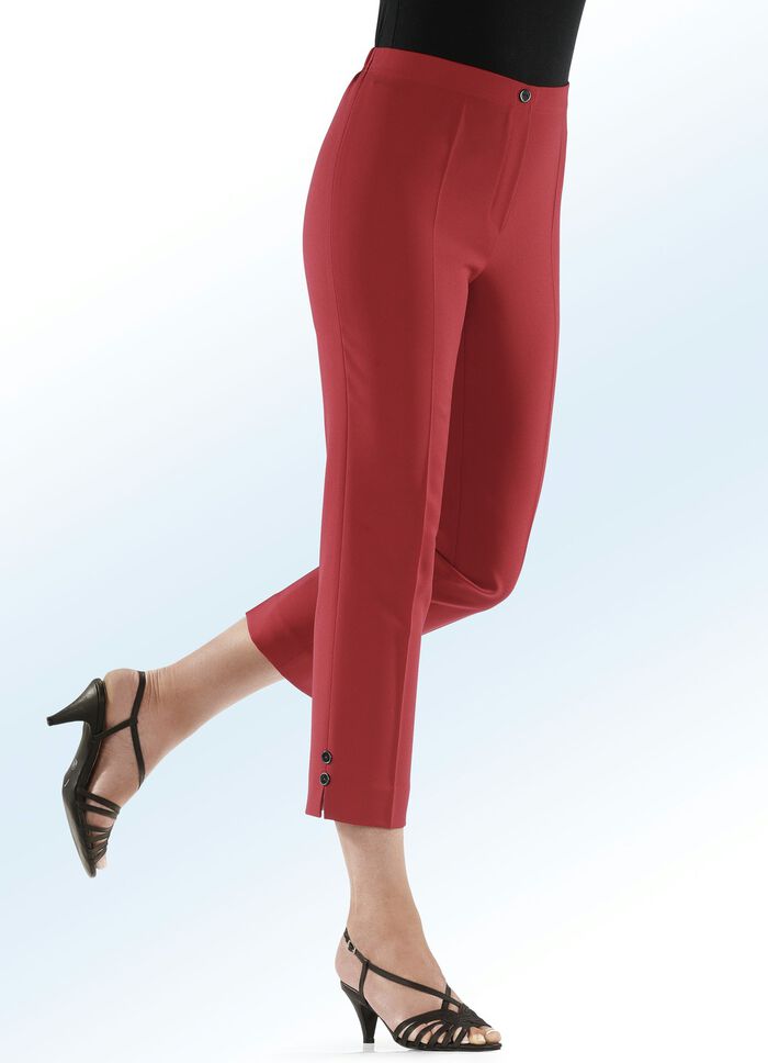 Hose mit aparten Zierknöpfen am Saumabschluss ROT