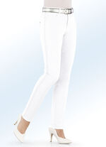 Edel-Jeans mit Zierband und Strasssteinen WEISS