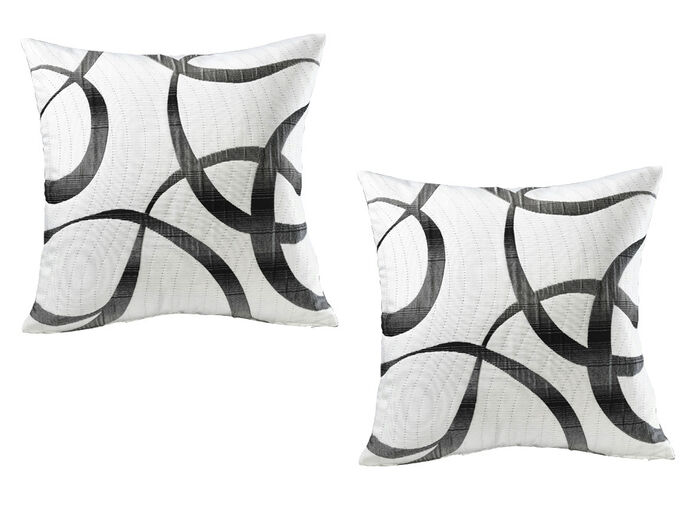 Tagesdecke & Kissenbez&uuml;ge in modernem Dessin SILBER