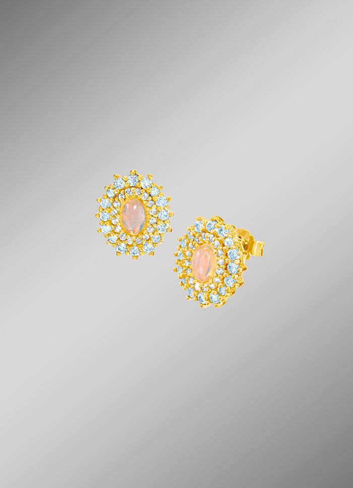 Ohrstecker mit Wei&szlig;topas, Blautopas und Opal 