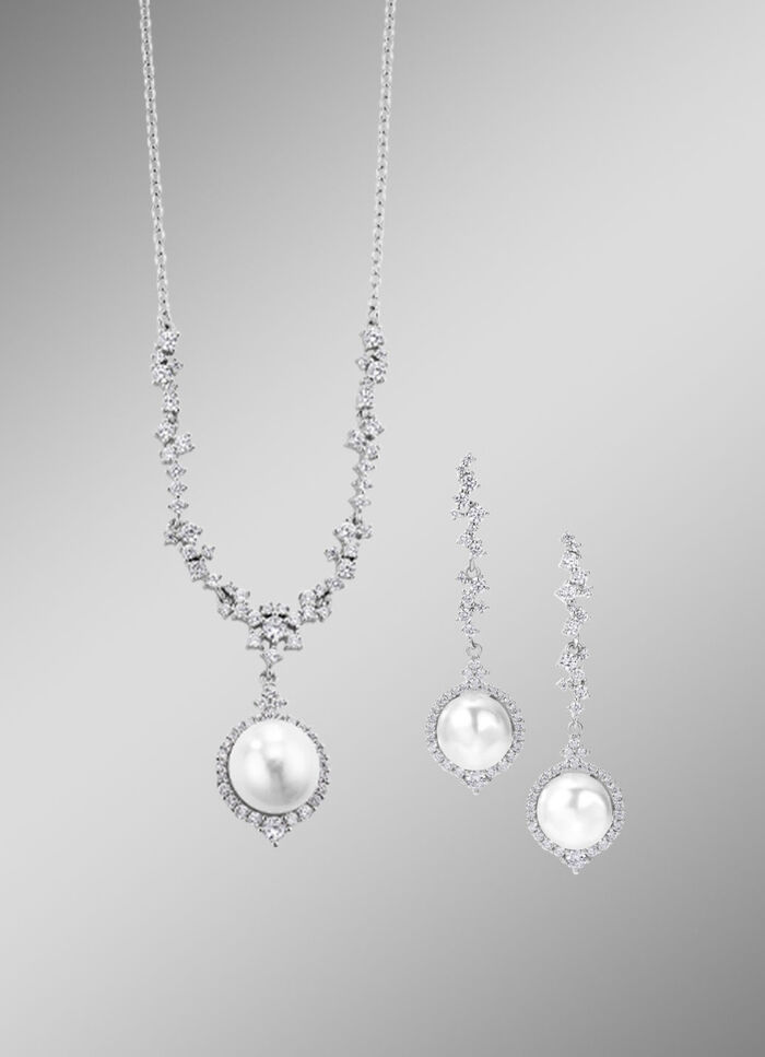 Schmuck-Set mit Süßwasser-Zuchtperlen, 2-teilig 