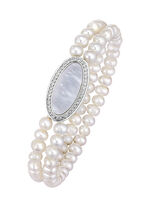 Elastisches, 2-reihiges Armband mit Süßwasser-Zuchtperlen 