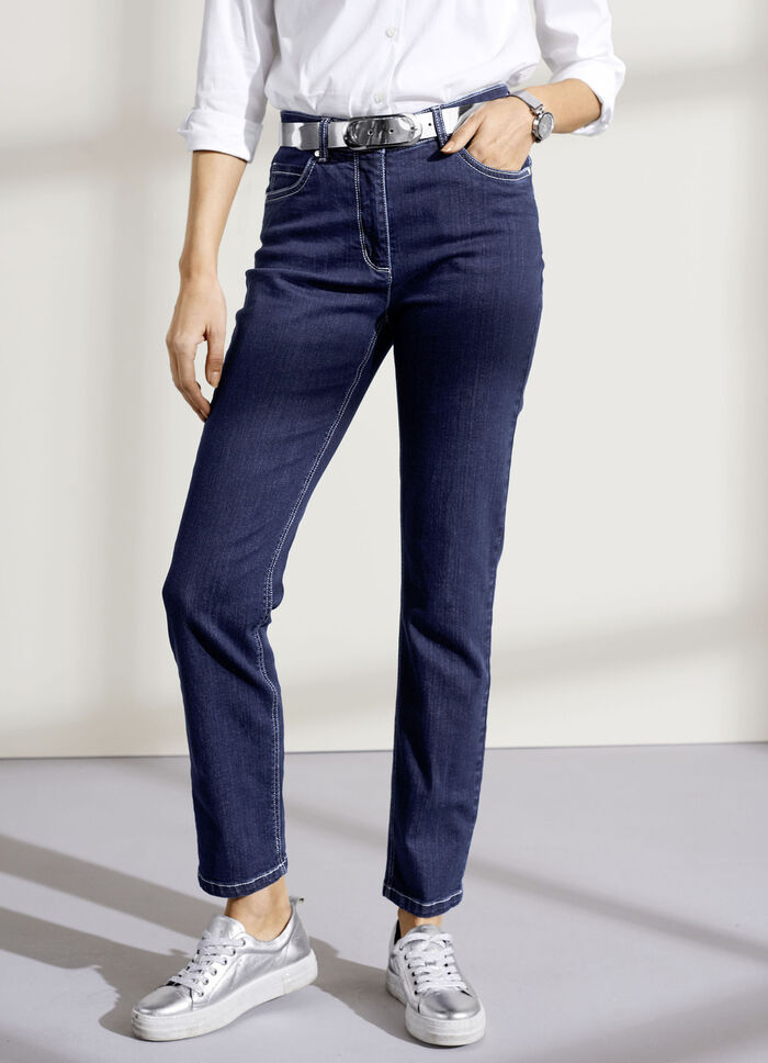 Jeans in klassischer 5-Pocket-Form DUNKELBLAU