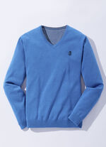 Modischer V-Pullover in 6 Farben BLAU MELIERT
