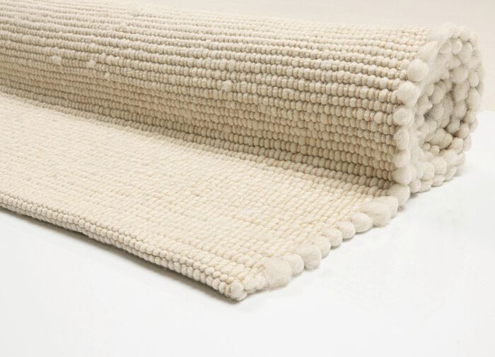 Handgewebte Br&uuml;cken und Teppiche aus Schurwolle ECRU