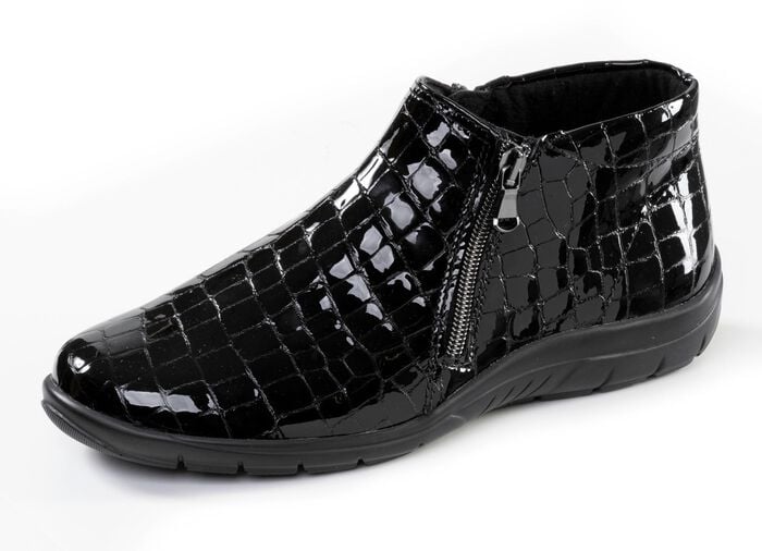 ELENA EDEN, bequeme Damen-Boots, Weite H, mit herausnehmbarem Fu&szlig;bett SCHWARZ