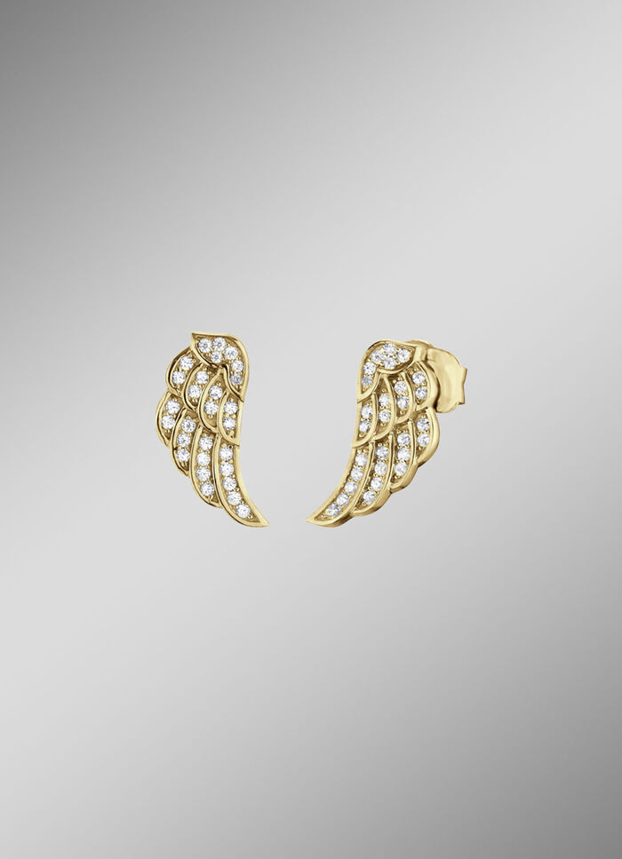 Flügel Ohrstecker mit Zirkonia 